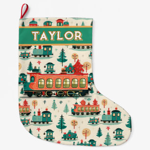 Personalisierte Vintage Eisenbahn Weihnachten Großer Weihnachtsstrumpf