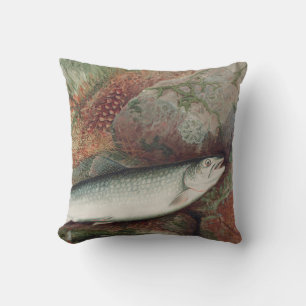 Personalisierte Vintage Fischforelle Aquarell Kissen
