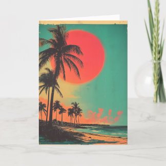 Personalisierte Vintage Florida Palm Tree Beach Ca Feiertagskarte