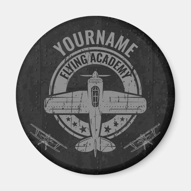 Personalisierte Vintage Flugzeugpilotenakademie Magnet (Vorne)