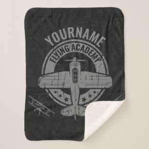 Personalisierte Vintage Flugzeugpilotenakademie Sherpadecke