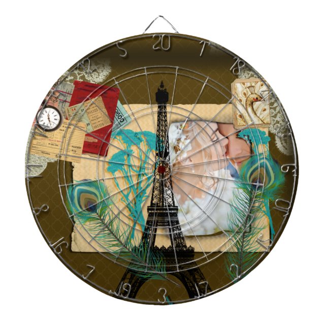 Personalisierte Vintage FotoCollage Dartscheibe (vorne)