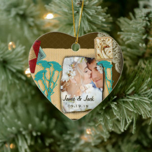 Personalisierte Vintage FotoCollage Keramik Ornament