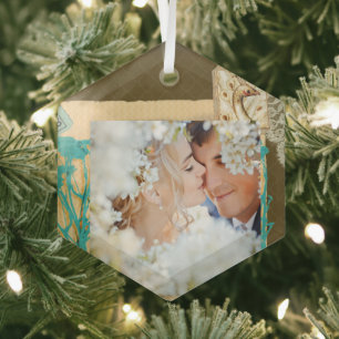 Personalisierte Vintage FotoCollage Ornament Aus Glas