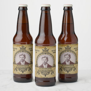 Personalisierte Vintage Fotovorlage zum 90. Geburt Bierflaschenetikett