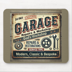 Personalisierte Vintage Garage Mousepad