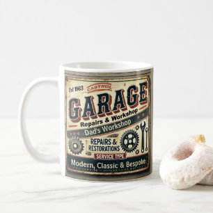 Personalisierte Vintage Garage Tasse