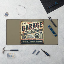 Personalisierte Vintage-Garagen-Schreibtischunterl