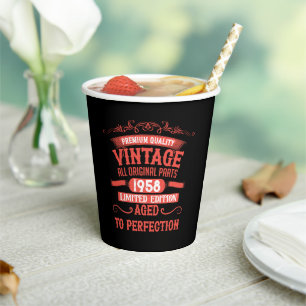 Personalisierte vintage Geburtstagsfeier Pappbecher