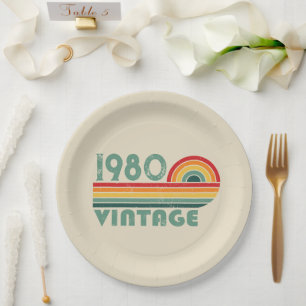 Personalisierte vintage Geburtstagsfeier Pappteller