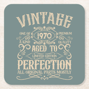 Personalisierte Vintage Geburtstagsfeier - Whisky- Rechteckiger Pappuntersetzer