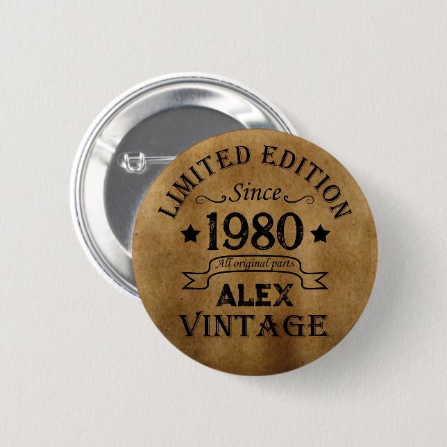 Personalisierte Vintage Geburtstagsgeschenke Button (Vorne & Hinten)
