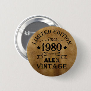 Personalisierte Vintage Geburtstagsgeschenke Button