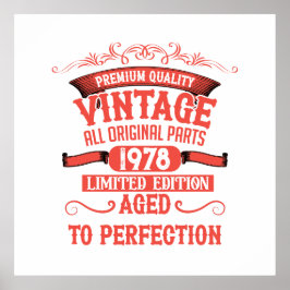 Personalisierte Vintage Geburtstagsgeschenke rot Poster