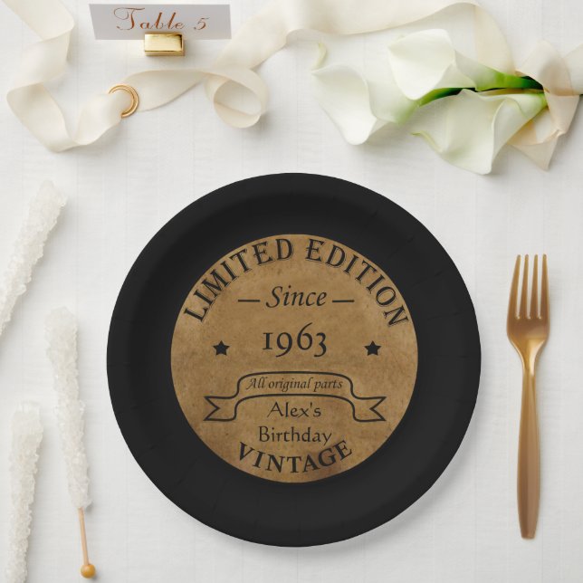 Personalisierte Vintage Geburtstagsparty Pappteller (Hochzeit)