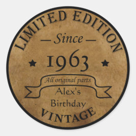 Personalisierte Vintage Geburtstagsparty Runder Aufkleber