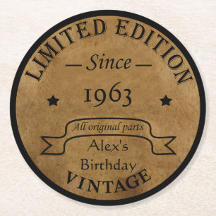Personalisierte Vintage Geburtstagsparty Runder Pappuntersetzer