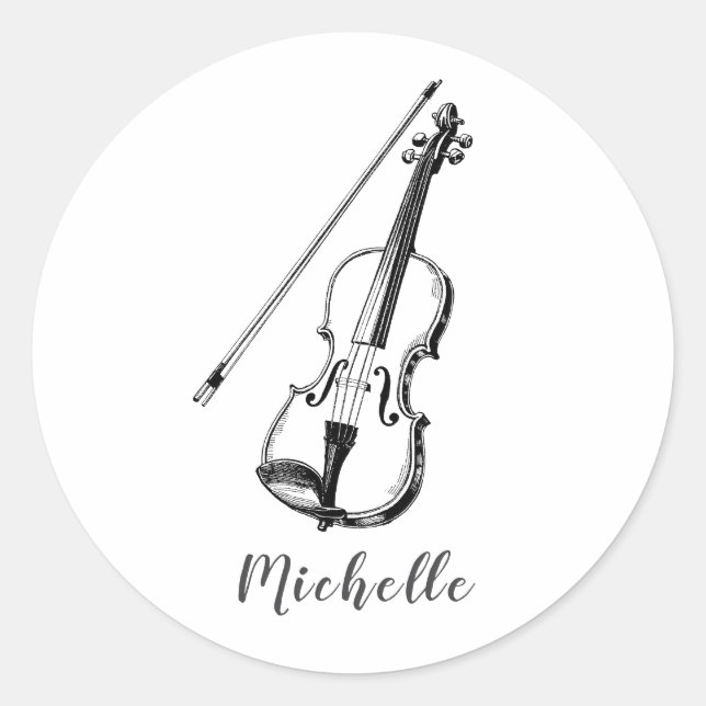 Personalisierte Vintage-Geige musikalisch Runder Aufkleber (Vorderseite)