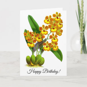 Personalisierte Vintage-Gelbe-Orangen-Orchideenblü Karte