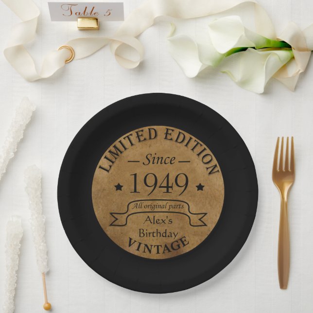 personalisierte Vintage Geschenke zum 75. Geburtst Pappteller (Hochzeit)
