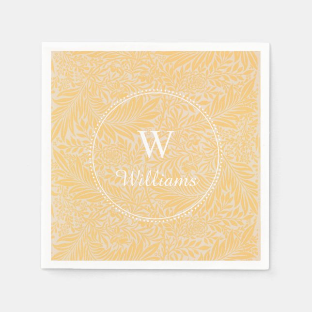 Personalisierte Vintage Gold Larkspur Blume Serviette (Vorderseite)