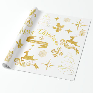 Personalisierte Vintage-Gold-Weihnachtsverpackung Geschenkpapier