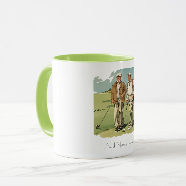 Personalisierte Vintage Golfer-Combo-Tasse Tasse (Vorderseite Links)