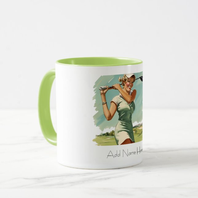 Personalisierte Vintage Golfer-Combo-Tasse Tasse (Vorderseite Links)