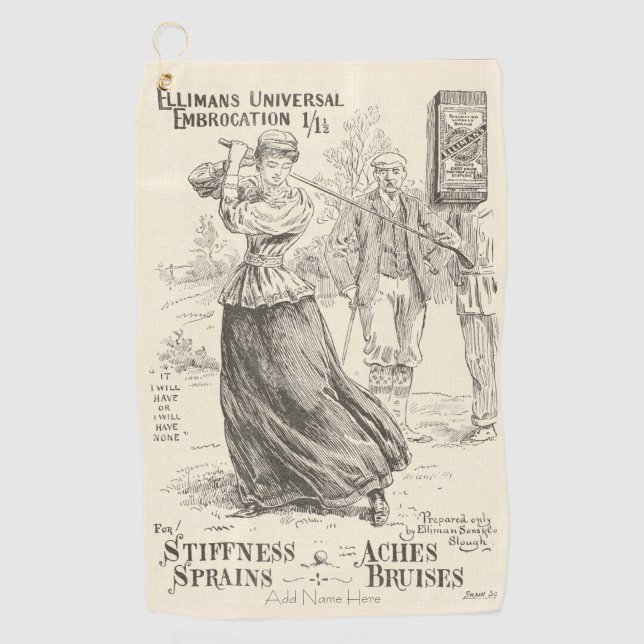 Personalisierte Vintage Golfer Golfhandtuch (Vorderseite)