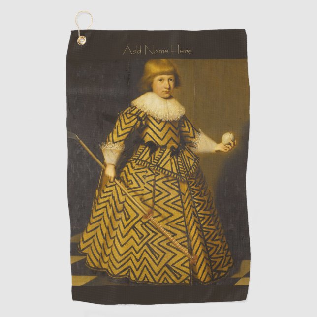 Personalisierte Vintage Golfer Golfhandtuch (Vorderseite)
