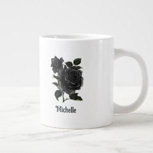 Personalisierte Vintage-Gotik schwarze Rosen Jumbo-Tasse