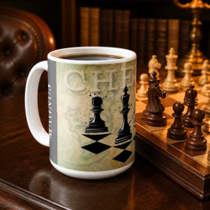 Personalisierte Vintage-Grunge-König-Schachfigur Kaffeetasse