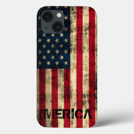 Personalisierte Vintage Grunge "Merica Flag iPhone 13 Hülle