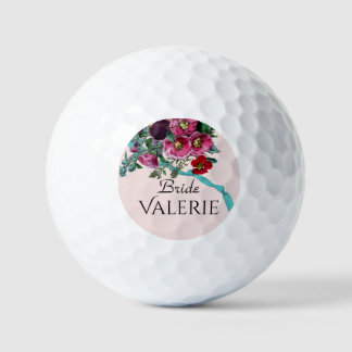 Personalisierte Vintage Hübsche Rosa Hollyhocks Golfball