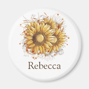 Personalisierte Vintage Hübsche Sonnenblumen Magnet