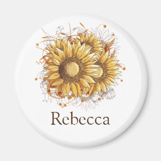 Personalisierte Vintage Hübsche Sonnenblumen Magnet