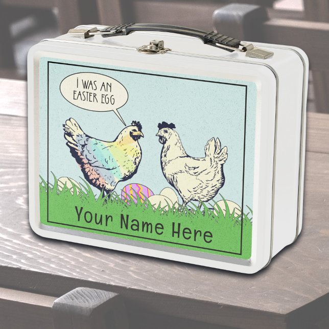 Personalisierte Vintage Hühner-Metalldose Metall Brotdose (Chickens funny lunchbox)