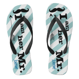Personalisierte Vintage Ich bin ihre Herr Streifen Flip Flops