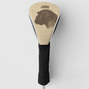 Personalisierte Vintage-Illustration Schimpanse Golf Headcover