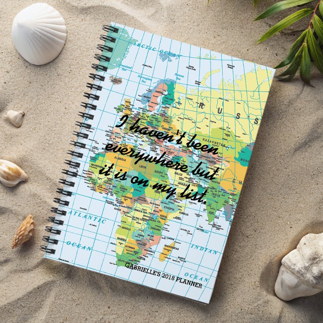 Personalisierte Vintage Karte Planer (Customize this funky planner with your very own travel mantra! )