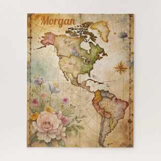 Personalisierte Vintage Karte Puzzle