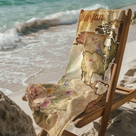 Personalisierte Vintage Karte Strandtuch