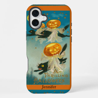 Personalisierte Vintage-Katzen Halloween-Handyhüll iPhone 16 Plus Hülle