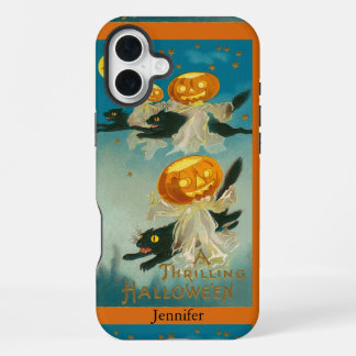 Personalisierte Vintage-Katzen Halloween-Handyhüll iPhone 16 Plus Hülle