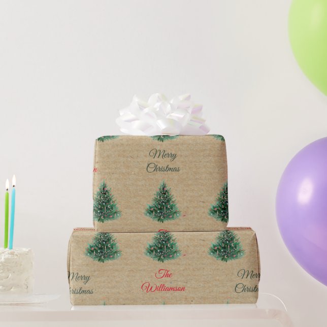 Personalisierte Vintage Kraft Braun Weihnachtsmust Geschenkpapier (Partygeschenke)