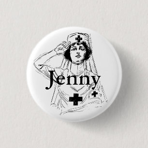 Personalisierte Vintage-Krankenschwester-Grafik-Ta Button