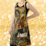 Personalisierte Vintage Kunst Künstlerische Maler  Schürze<br><div class="desc">Entwerfen Sie Ihre eigene, personalisierte, Vintage Kunstliebhabermaschine waschbar, hochwertiges Polyester, überdachte Print-Schürze, mit einem interessanten, detaillierten Vintagen Gemälde, Öl auf Leinwand, von Johann Zoffany, mit einem Raum voller Gemälde von oben bis unten auf den Wänden und Skulpturen auf dem Boden, wie eine Kunstgalerie. Sie können die Farbe des Gurtbandes vom...</div>