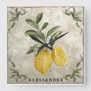 Personalisierte Vintage Lemons Uhr Imitate Tile-Ef