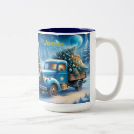 Personalisierte Vintage Lkw Weihnachten Tasse, Ret Zweifarbige Tasse