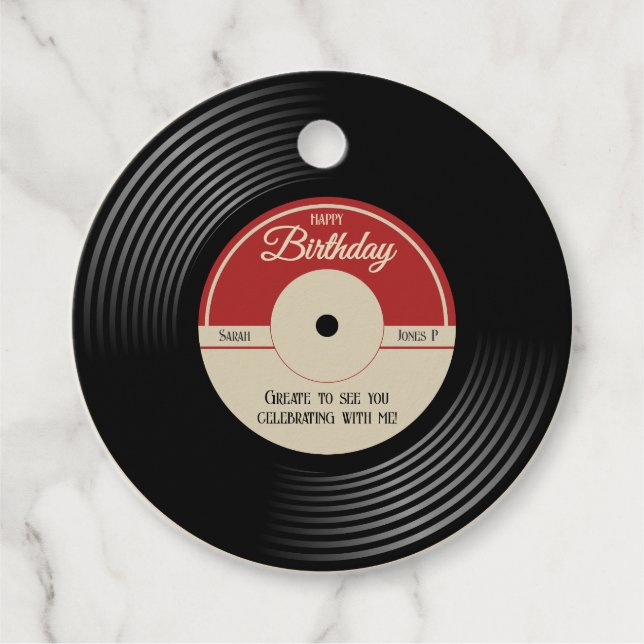 Personalisierte Vintage Musik Thema Party Dekorati Geschenkanhänger (Vorderseite)